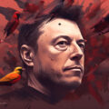 Elon Musk omgivet af Twitters fugle